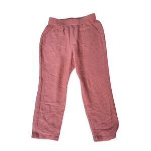 Marine Layer Pants Women's Medium Gauzy Cotton Pink Pockets Straight Ankle